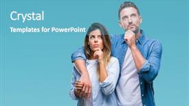  Presentation with love - Colorful PPT layouts enhanced with background with hand on chin backdrop and a teal colored foreground