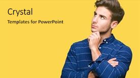  Presentation with u.s. navy - Slide set having background with hand on chin background and a yellow colored foreground