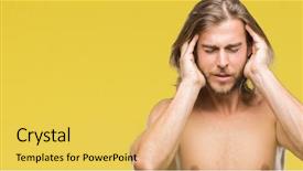  Presentation with stress and body - PPT theme enhanced with background with hand on head background and a yellow colored foreground
