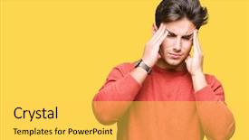  Presentation with migraine - Slides featuring background with hand on head background and a  colored foreground