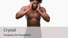  Presentation with stress and body - Audience pleasing PPT layouts consisting of background with hand on head backdrop and a light gray colored foreground