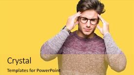  Presentation with glasses - Presentation theme with background with hand on head background and a  colored foreground
