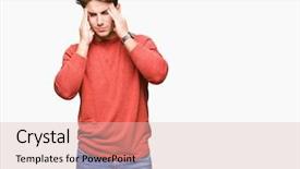  Presentation with heat stress - Presentation theme consisting of background with hand on head background and a  colored foreground