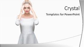  Presentation with blue eyes - Cool new slide deck with background with hand on head backdrop and a  colored foreground