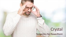  Presentation with glasses - Amazing presentation theme having background with hand on head backdrop and a  colored foreground