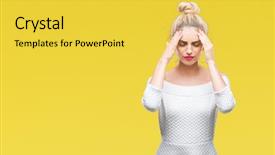  Presentation with blue eyes technology eye scan - Colorful slide deck enhanced with background with hand on head backdrop and a yellow colored foreground