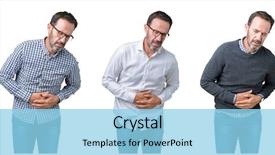  Presentation with stomach disease - Audience pleasing theme consisting of background with hand on stomach backdrop and a light blue colored foreground