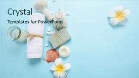  Presentation with blue spa - Beautiful slide deck featuring background with herbal ball frangipani backdrop and a cool aqua colored foreground