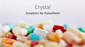  Presentation with medication - Presentation theme featuring background-with-many-colorful-medication background and a sky blue colored foreground