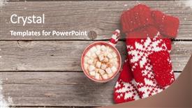  Presentation with christmas chocolate - Amazing theme having background with mittens hot chocolate backdrop and a gray colored foreground