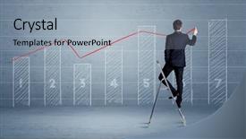  Presentation with music man in suit - Presentation enhanced with background with numbers lines blocks background and a light blue colored foreground