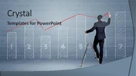  Presentation with man in suit guitar - Audience pleasing PPT theme consisting of background with numbers lines blocks backdrop and a light blue colored foreground