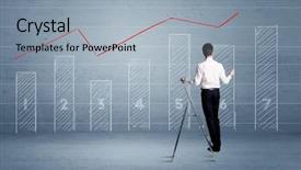  Presentation with music man in suit - Slide deck having background with numbers lines blocks background and a light blue colored foreground