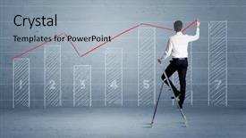  Presentation with man in suit guitar - Colorful theme enhanced with background with numbers lines blocks backdrop and a light blue colored foreground