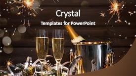  Presentation with new years eve - Presentation design featuring background with pair of flute background and a wine colored foreground