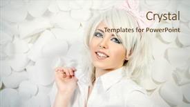  Presentation with white flowers - PPT layouts with background with paper flowers anime background and a sky blue colored foreground