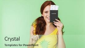  Presentation with microwave imaging image of modern - Cool new presentation theme with background with passport and ticket backdrop and a  colored foreground