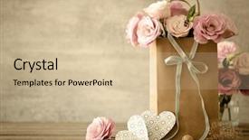  Presentation with flower vintage - Cool new theme with background with pink flowers bow backdrop and a soft green colored foreground