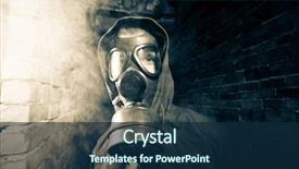  Presentation with nuclear disaster - Presentation design consisting of background with pipes after nuclear background and a navy blue colored foreground