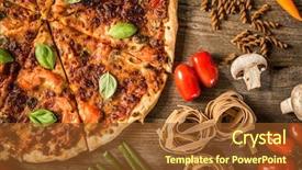  Presentation with pizza pasta - Presentation theme having background with pizza raw pasta background and a tawny brown colored foreground