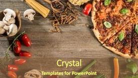  Presentation with italian food - Presentation design featuring background with pizza raw pasta background and a tawny brown colored foreground