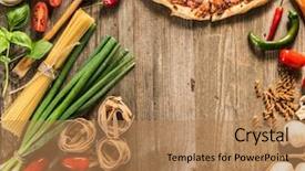  Presentation with italian food - Slides with background with pizza raw pasta background and a coral colored foreground
