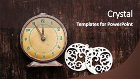  Presentation with retro television old vintage tv - Beautiful PPT theme featuring background with retro alarm clock backdrop and a wine colored foreground