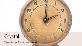  Presentation with vintage clock - PPT theme consisting of background with retro alarm clock background and a coral colored foreground