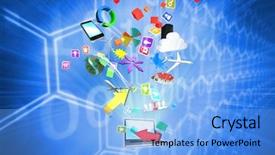  Presentation with hexagons - Amazing slide set having background with shiny hexagons against background with shiny hexagons backdrop and a light blue colored foreground