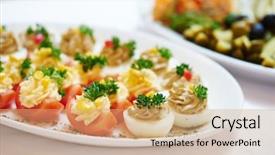  Presentation with catering - Beautiful theme featuring background with snacks and food backdrop and a  colored foreground