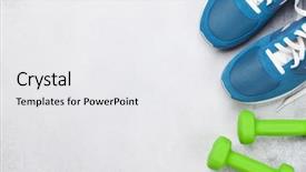  Presentation with modern medicine cardiology concept mixed - PPT theme consisting of background with sneakers and dumbbell background and a white colored foreground