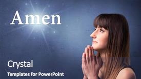  Presentation with blue - Cool new slides with background with the word amen backdrop and a ocean colored foreground