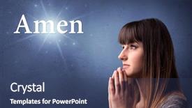  Presentation with black woman praying - Theme enhanced with background with the word amen background and a  colored foreground