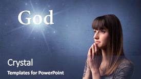  Presentation with word god - Beautiful PPT theme featuring background with the word god backdrop and a ocean colored foreground