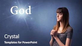  Presentation with word god - Cool new presentation theme with background with the word god backdrop and a ocean colored foreground