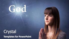  Presentation with word god - Amazing presentation theme having background with the word god backdrop and a ocean colored foreground