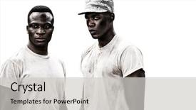  Presentation with soldiers - PPT theme featuring background with vignette against military background and a light gray colored foreground