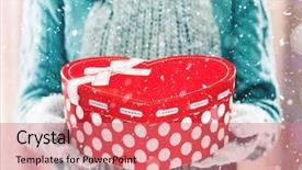  Presentation with hands heart - Theme featuring background woman hands in teal background and a coral colored foreground