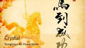  Presentation with white horse - Presentation design with background word for horse 2014 background and a yellow colored foreground