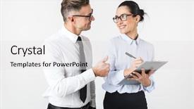  Presentation with working together - Slides consisting of background working together holding binder background and a white colored foreground