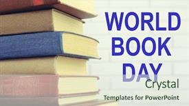 Presentation with old books on a wooden - PPT theme having background world book day poster background and a sky blue colored foreground