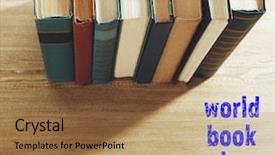  Presentation with stack - Slide deck with background world book day poster background and a coral colored foreground