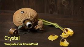  Presentation with flower memorial - Presentation theme having background yellow flower world war background and a wine colored foreground