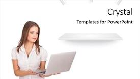  Presentation with modern - Colorful slides enhanced with backgroundgraphics - beutiful young woman presenting modern backdrop and a white colored foreground