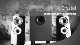  Presentation with speakers - Presentation theme enhanced with backgrounds amp - modern black sound speakers background and a gray colored foreground