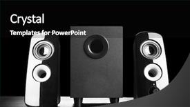 Presentation with speakers - Slide deck with backgrounds amp - modern black sound speakers background and a black colored foreground
