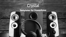  Presentation with speakers - Audience pleasing slide deck consisting of backgrounds amp - modern black sound speakers backdrop and a dark gray colored foreground