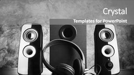  Presentation with speakers - PPT theme with backgrounds amp - modern black sound speakers background and a gray colored foreground