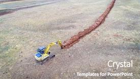  Presentation with irrigation - Audience pleasing slides consisting of backhoe-excavator-digging-an-irrigation backdrop and a gray colored foreground