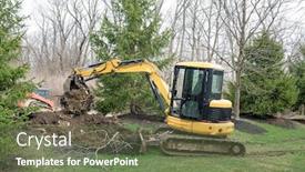  Presentation with tree root - Presentation theme consisting of backhoe-removing-a-tree-root background and a tawny brown colored foreground